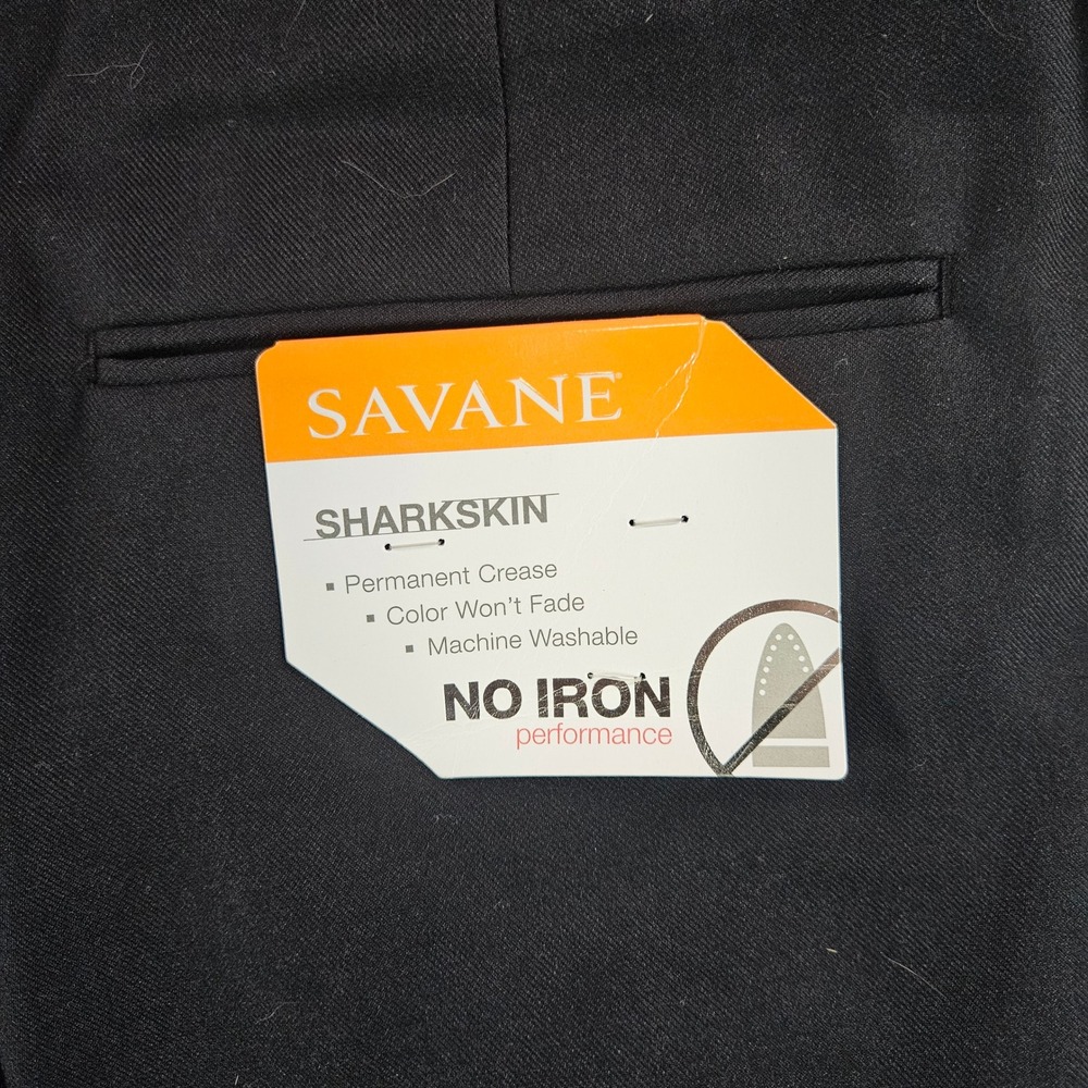Savane Mens Sharkskin Dress Pants Black‎ No Iron Flex Waist Straight 34x32 NEW